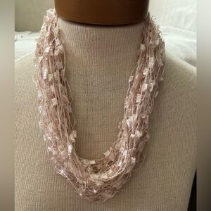 Ladder Yarn Beige Pinkish 26” Necklace Magnetic Closure
